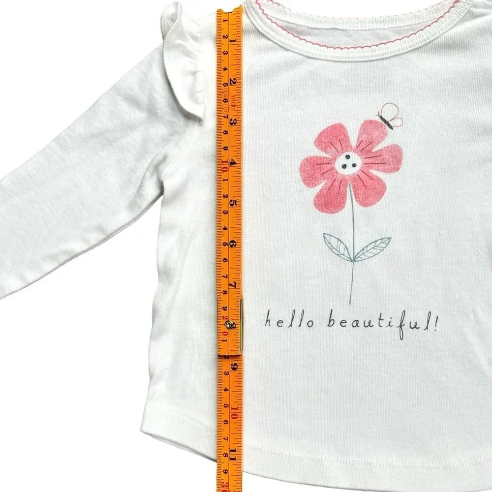 Carter’s Baby Girl Kids Long Sleeve Hello Beautiful Flower Outfit Set. 9 Months.